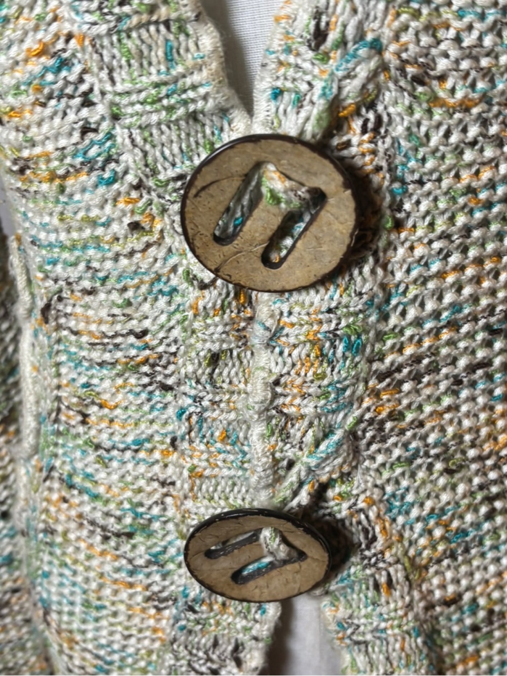 Vertigo Paris Y2K Chunky Space Dye Cardigan Small Ruffle Hem - Picture 3 of 8